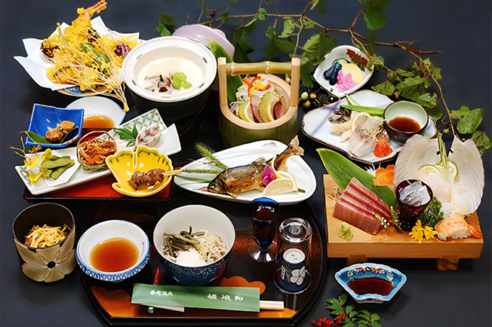 旅館 嵯峨和の食事。名物のしし鍋など山里の料理